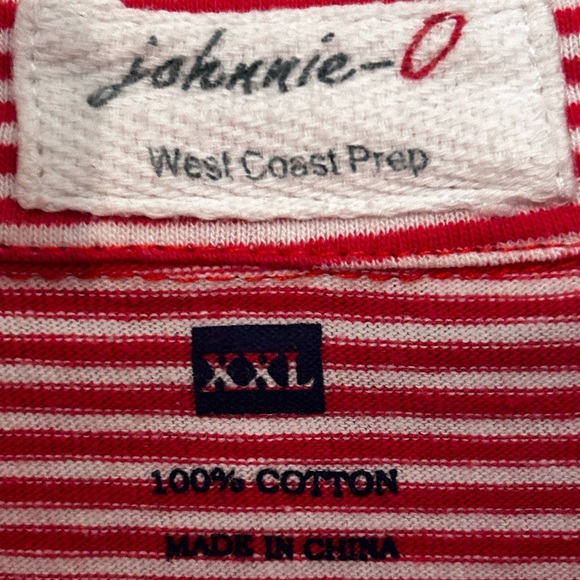 JOHNNIE-O Mens XL Red/White Stripe POLO Shirt 100% Cotton - Picture 5 of 11